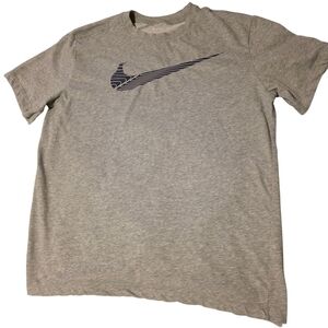 Nike Gray Short-Sleeve T-Shirt with Purple Striped Swoosh